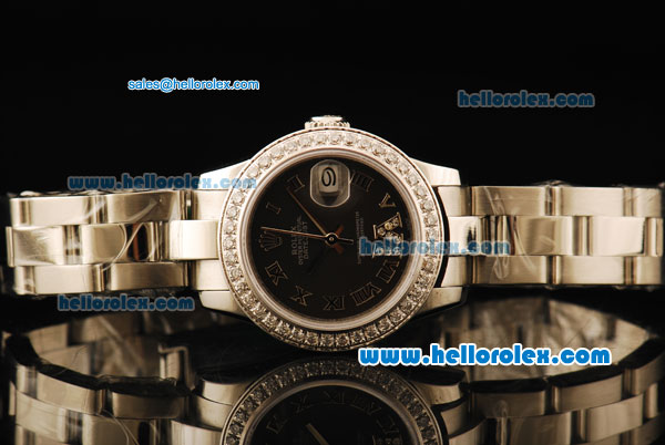 Rolex Datejust Automatic Movement Full Steel with ETA Coating Case with Black Dial-Diamond Bezel - Click Image to Close